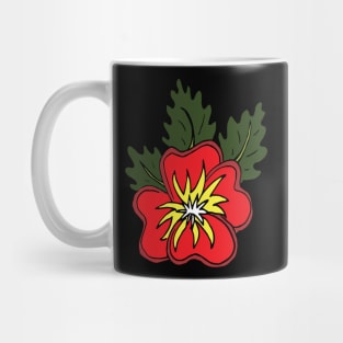 Single wild red pansy cartoon flower illustration Mug